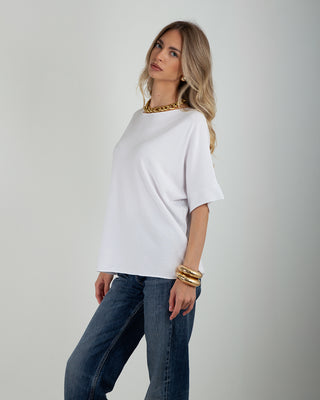 Maglia Over Viscosa Taglio Vivo White