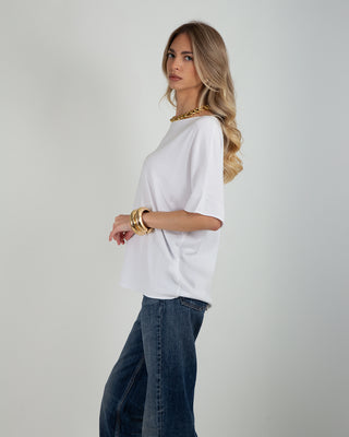 Maglia Over Viscosa Taglio Vivo White