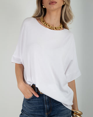 Maglia Over Viscosa Taglio Vivo White
