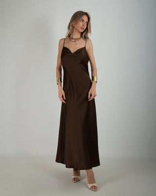 Abito Lungo Satin Moro