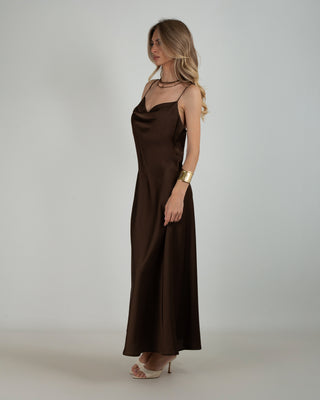 Abito Lungo Satin Moro