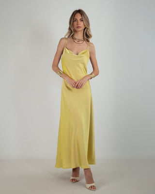 Abito Lungo Satin Giallino