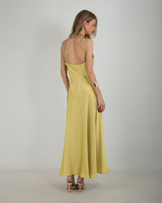 Abito Lungo Satin Giallino