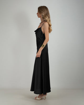 Abito Lungo Satin Nero