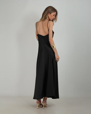 Abito Lungo Satin Nero