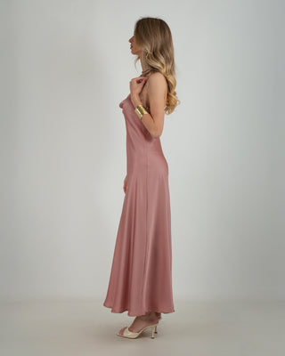 Abito Lungo Satin Cipria