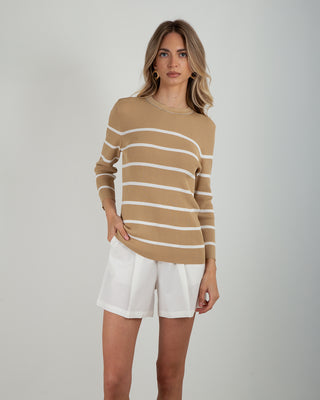 Maglia Costina M.3/4 Sand Righe Bianche