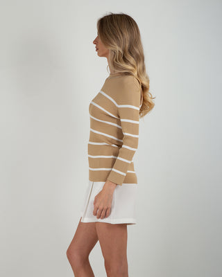 Maglia Costina M.3/4 Sand Righe Bianche