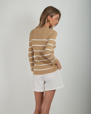 Maglia Costina M.3/4 Sand Righe Bianche