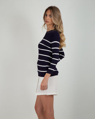 Maglia Costina M.3/4 Blu Righe Bianche