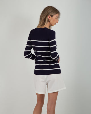 Maglia Costina M.3/4 Blu Righe Bianche