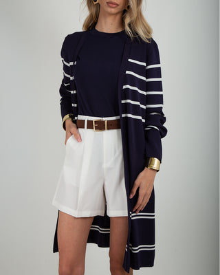 Cardigan Filo Righe Blu Righe Bianche