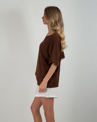 Maglia Over Viscosa Taglio Vivo Coffee