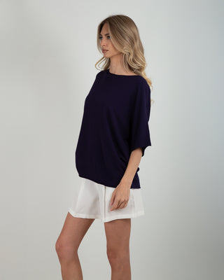Maglia Over Viscosa Taglio Vivo Blue Navy