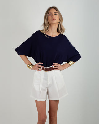 Maglia Over Viscosa Taglio Vivo Blue Navy