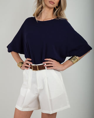Maglia Over Viscosa Taglio Vivo Blue Navy