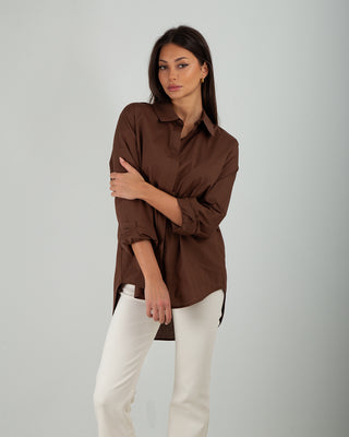 Camicia Basic Cotone Brown