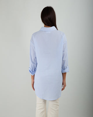 Camicia Cotone Over Righe Azzurro