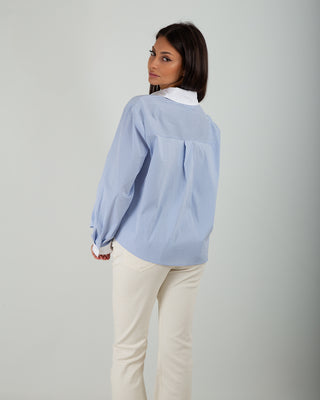 Camicia Colletto Bianco Righe Azzurro