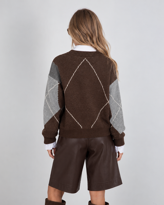Maglione Misto Lana Giro Rombi Dark Grey