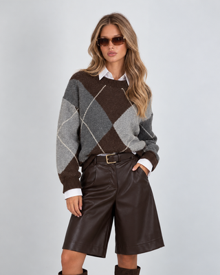 Maglione Misto Lana Giro Rombi Dark Grey