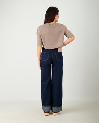 Jeans Palazzo Risvolto Blu Scuro