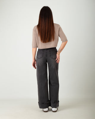 Jeans Palazzo Risvolto Grigio Scuro