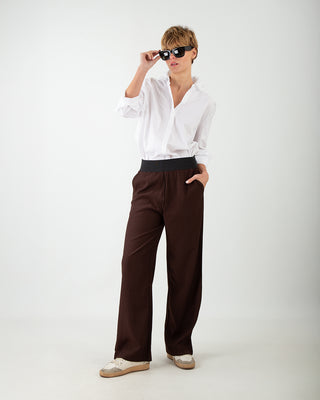 Pantalone Palazzo con Elastico Coffee