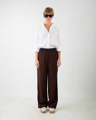 Pantalone Palazzo con Elastico Coffee