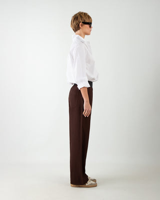 Pantalone Palazzo con Elastico Coffee