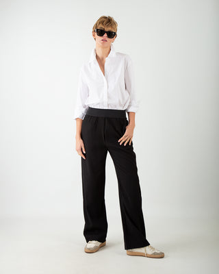 Pantalone Palazzo con Elastico Nero