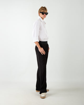 Pantalone Palazzo con Elastico Nero