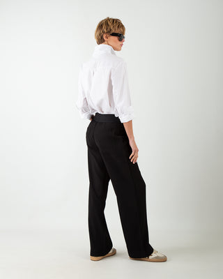 Pantalone Palazzo con Elastico Nero