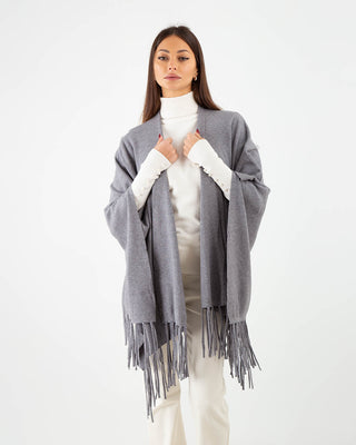 Poncho Frange Grigio