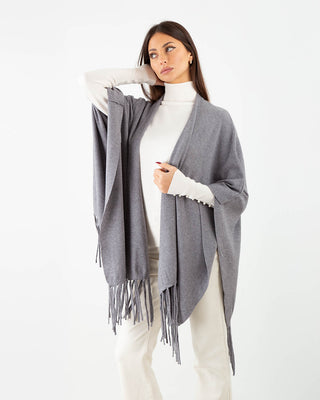 Poncho Frange Grigio