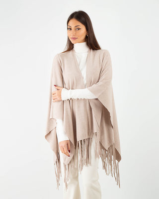 Poncho Frange Taupe
