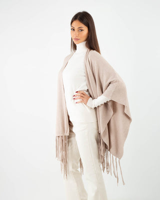 Poncho Frange Taupe