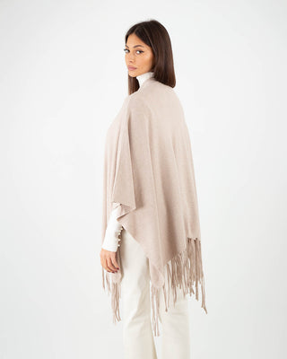 Poncho Frange Taupe