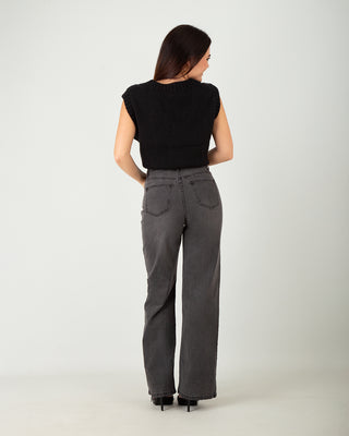 Jeans Straight Grigio Scuro