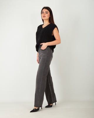 Jeans Straight Grigio Scuro