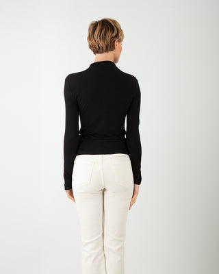 Ausgeschnittener, geknoteter Mock Sweater Schwarz